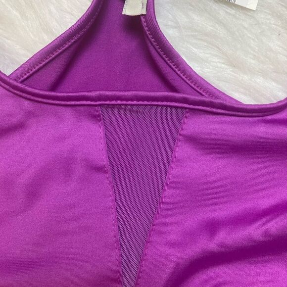 Week-end Mesh Insert Purple Unlined Lounge Racerback Sports Bra - Picture 3 of 5